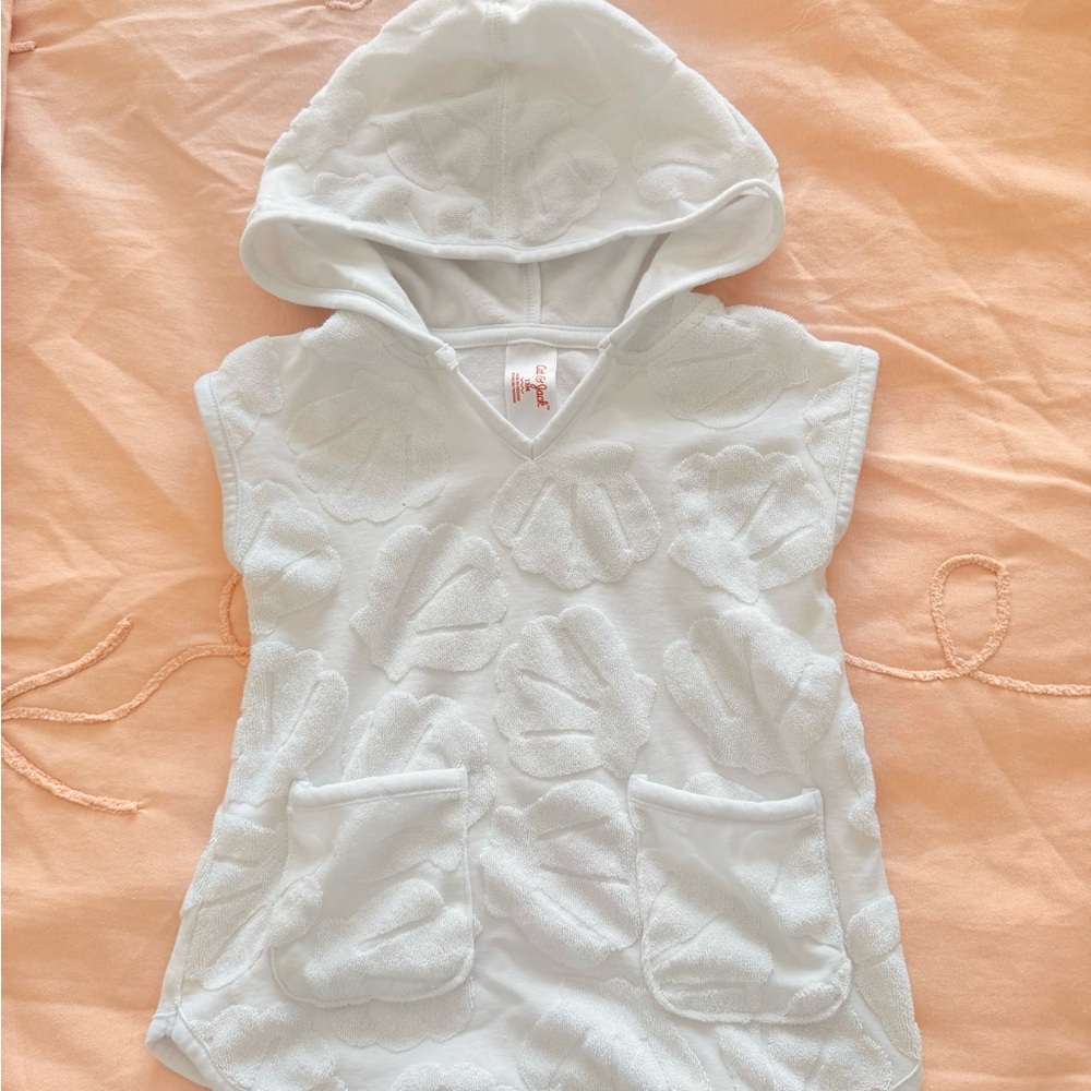 White Hooded Shell Pattern Cover-Up